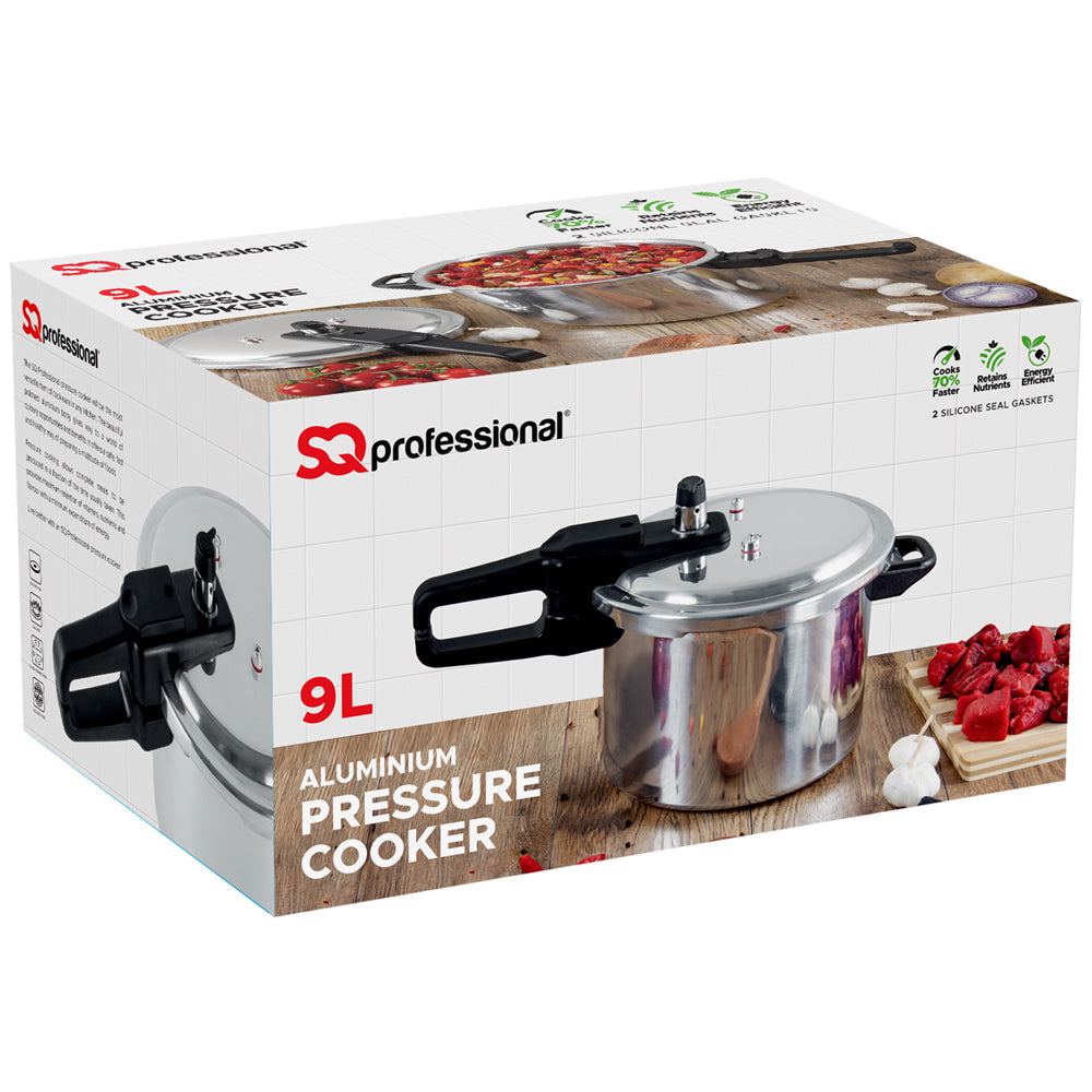 Aluminium Pressure Cooker Stainless Steel 9 Litre   1305 9LTR (Big Parcel Rate)p