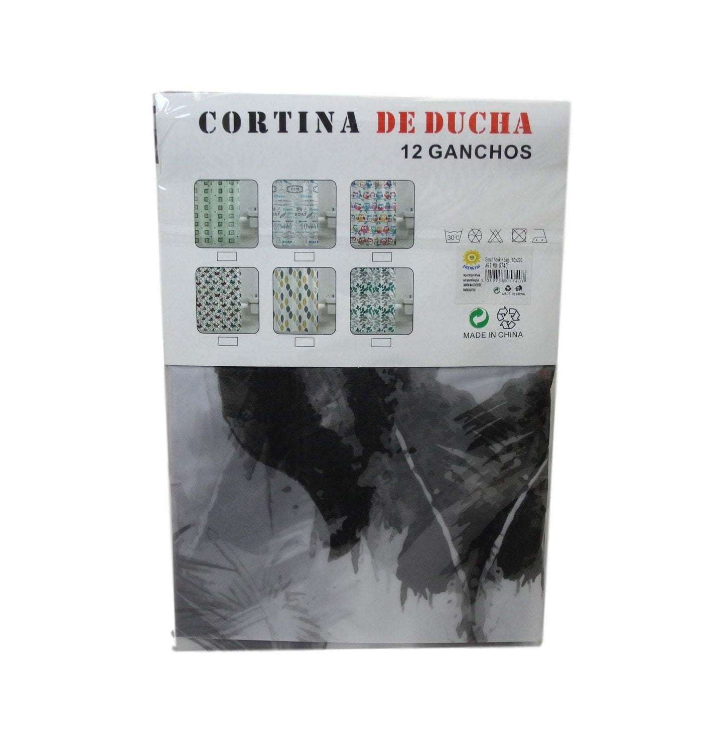 Bathroom PEVA Shower Curtain  180 x 200cm Assorted Designs 5740 (Large Letter Rate)