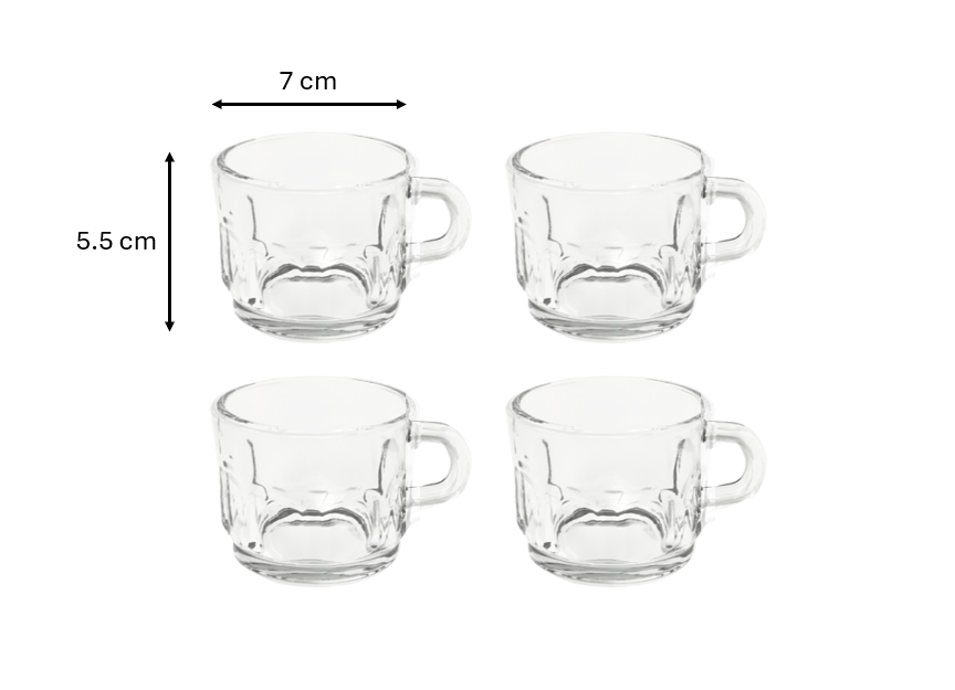 Elegant Glass Tea Pot with 4 Tea Cups Set of 5 Pieces 6661 (Parcel Plus Rate)