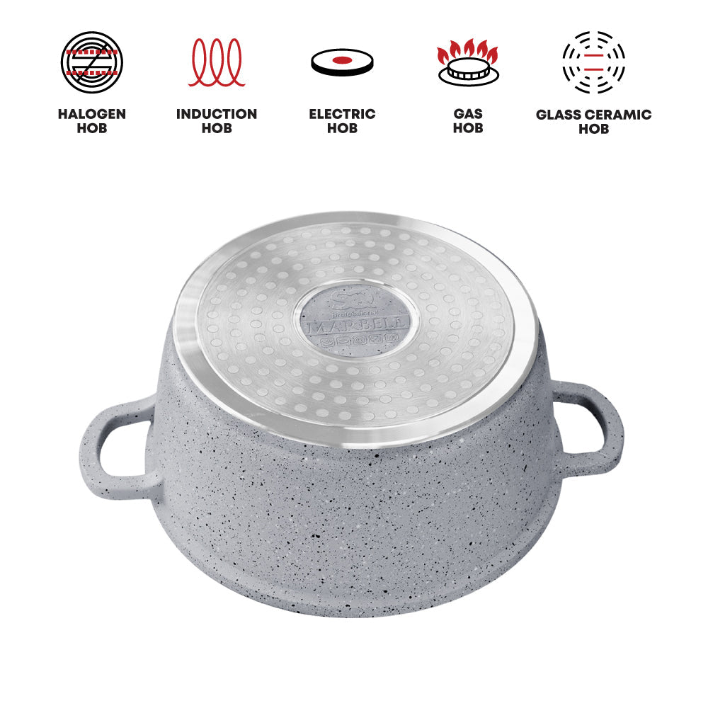 Nea Marbell Diecast Stockpot Set 5pc Grigio 6761 (Big Parcel Rate)