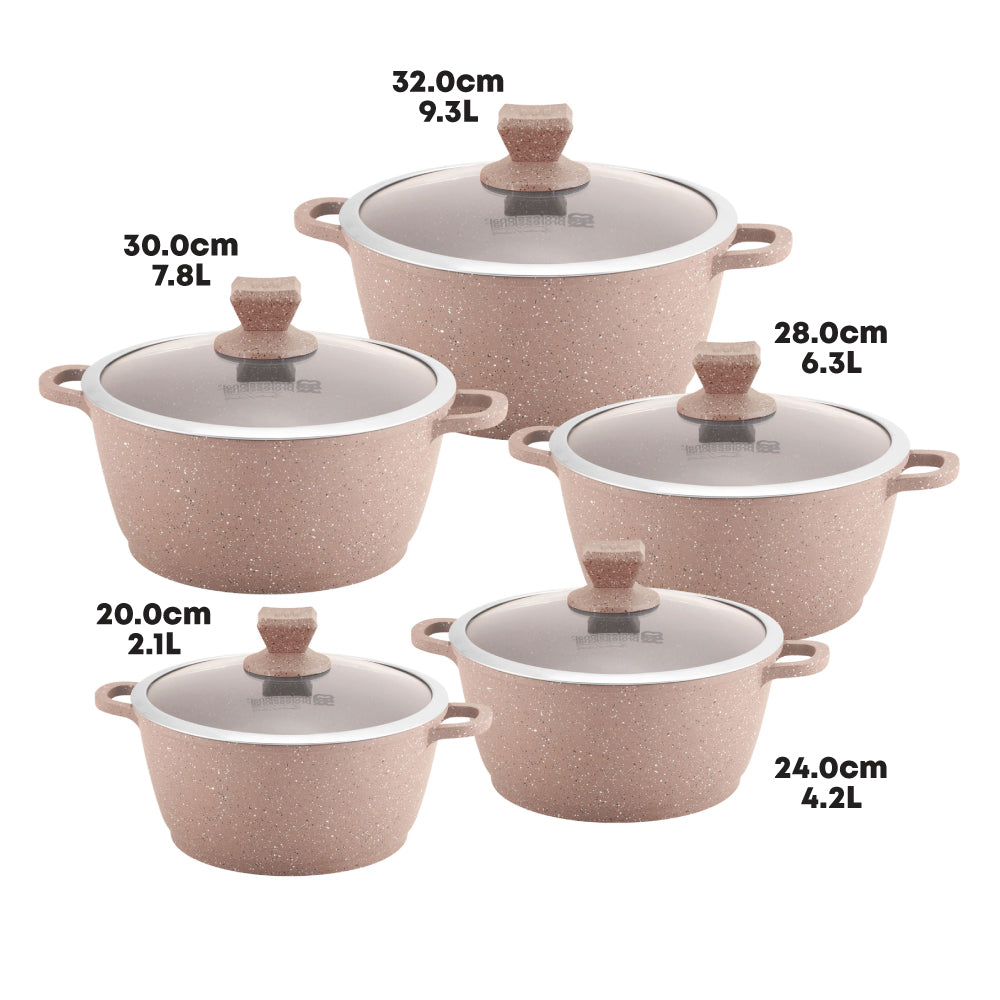 Nea Marbell Diecast Stockpot Set 5pc Marfil 6762 (Big Parcel Rate)
