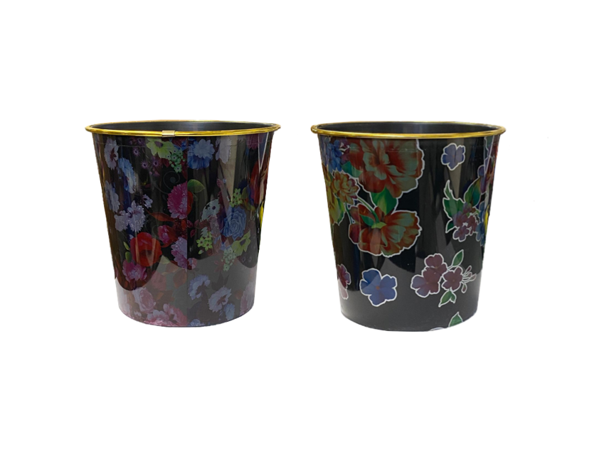 Plastic Printed Floral Design Paper Office Bin 22 x 21 cm Assorted Designs 6839 (Parcel Rate)