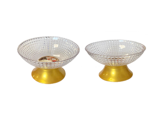 Clear Plastic Fruit Bowl with Stand Diamond Cushion Pattern 27 x 10 cm 6845 (Parcel Rate)