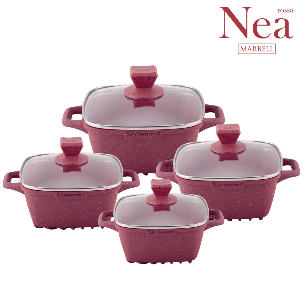 Nea Marbell Square Stockpot Set of 4 Rossa 6902 (Big Parcel Rate)