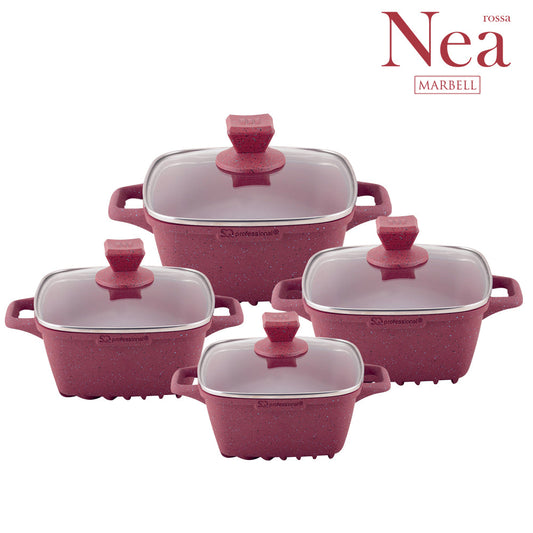 Nea Marbell Square Stockpot Set of 4 Rossa 6902 (Big Parcel Rate)
