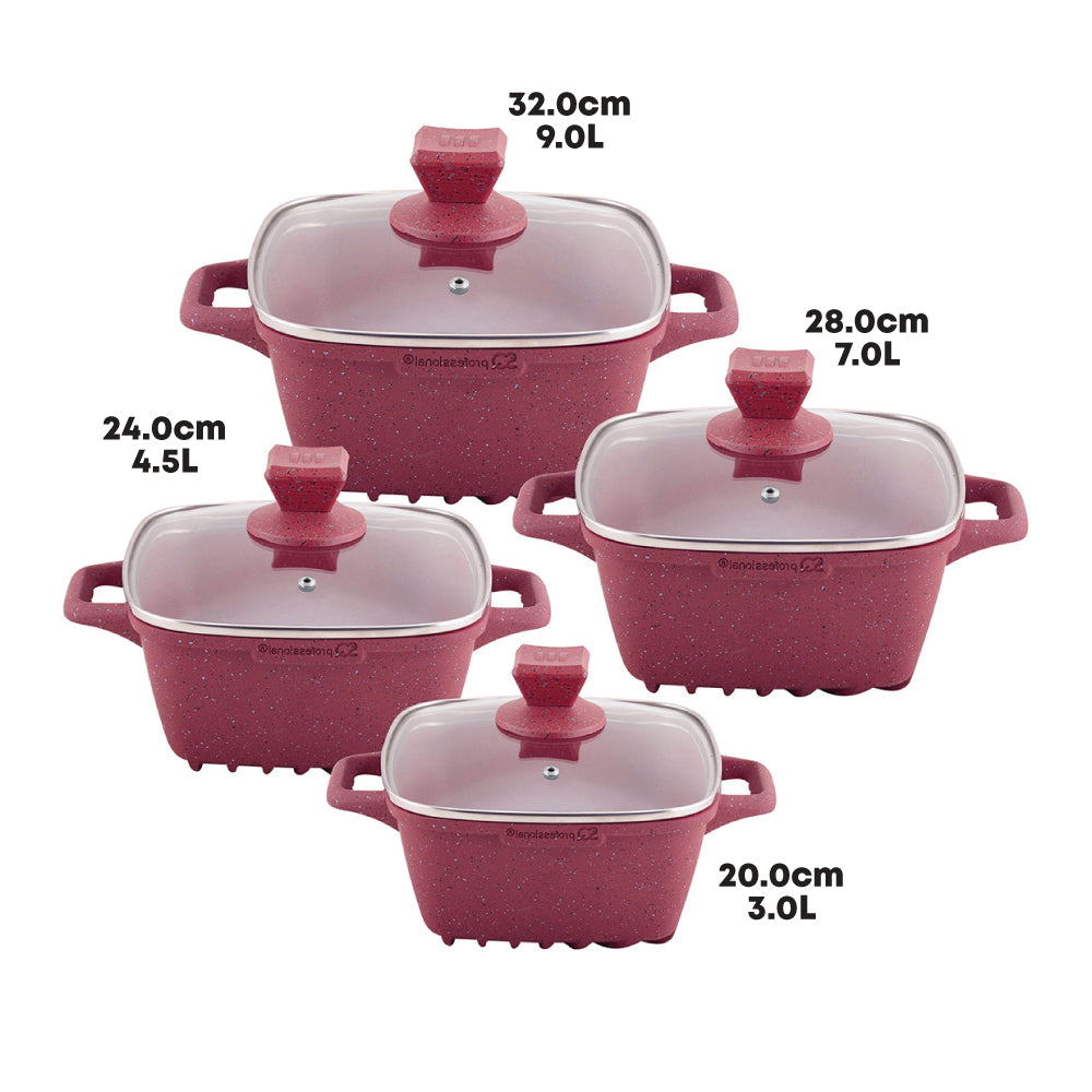 Nea Marbell Square Stockpot Set of 4 Rossa 6902 (Big Parcel Rate)