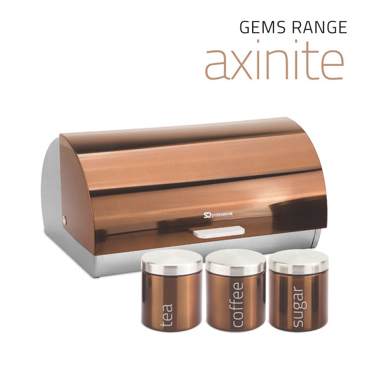 SQ Professional Gems Metal Bread Bin with 3 Canisters Axinite / Copper 7668 (Parcel Rate)