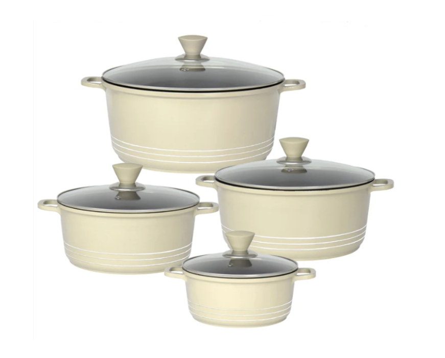 Non Stick Die Cast Stockpot Pan Set of 4 Cream 7771 (Big Parcel Rate)