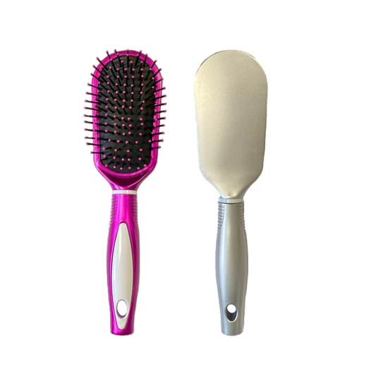 Plastic Rectangular Oval Hair Brush Assorted Colours 7839 (Parcel Rate)