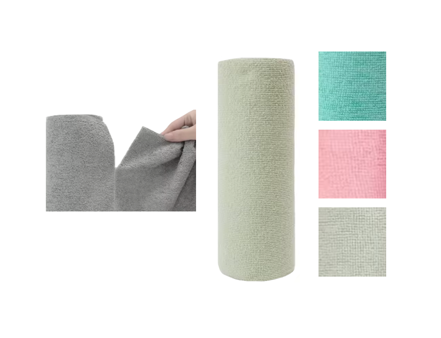 Reusable Microfibre Kitchen Towel Cloth 25 x 25cm Roll of 20 Assorted Colours 7870 (Parcel Rate)