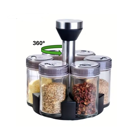 Stainless Steel Rotating Spice Jar Rack 6 Jars 16.5 x 14.5cm 7882 (Parcel Plus Rate)