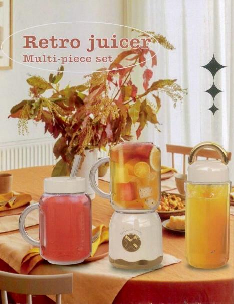Cordless Mini Electric  Plastic Retro Style Juice Blender with Bottle 500ml Assorted Colours 7885 (Parcel Rate)