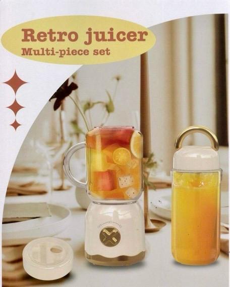Cordless Mini Electric  Plastic Retro Style Juice Blender with Bottle 500ml Assorted Colours 7885 (Parcel Rate)