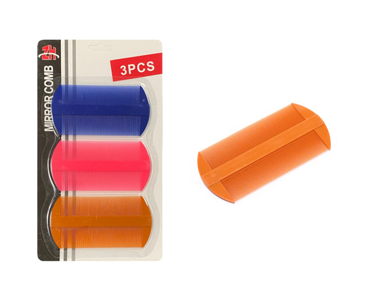Plastic Dual Sided Fine Tooth Hair Comb 10.5 x 5cm Pack of 3 Assorted Colours 7895 (Large Letter Rate)