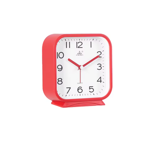 Square Plastic Analogue Alarm Clock 12.5 x 11.5 x 4.2cm Assorted Colours 7905 (Parcel Rate)