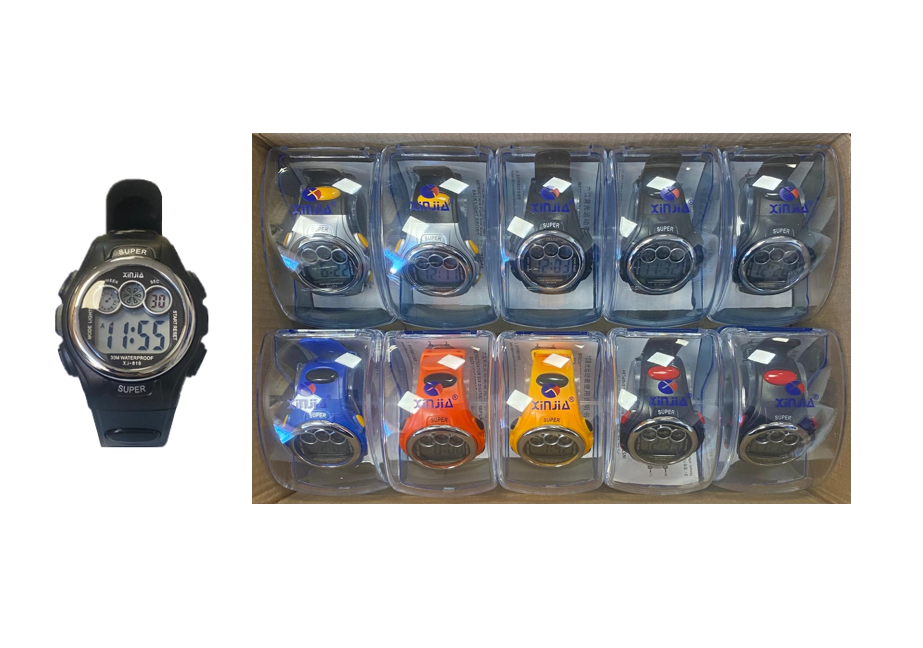 Xinjia Water Resistant Plastic Digital Sports Watch Assorted Colours 7913 (Parcel Rate)