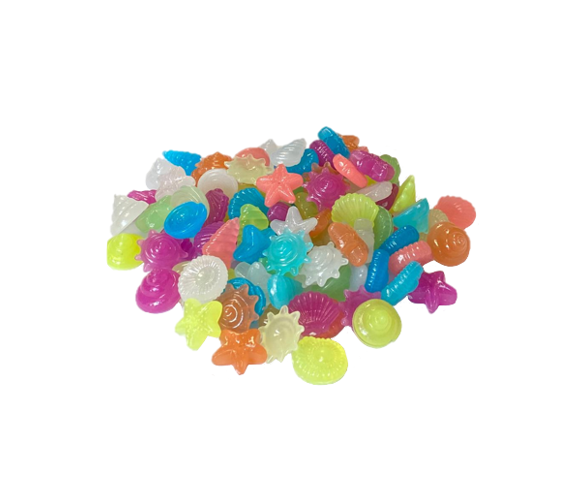 Plastic Aquarium Fish Tank Luminous Sea Life / Shells Decoration 70g Assorted Designs and Colours 7931 (Large Letter Rate)