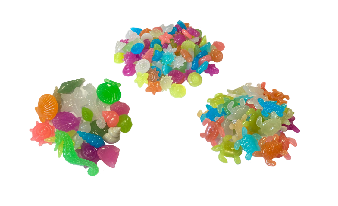 Plastic Aquarium Fish Tank Luminous Sea Life / Shells Decoration 70g Assorted Designs and Colours 7931 (Large Letter Rate)