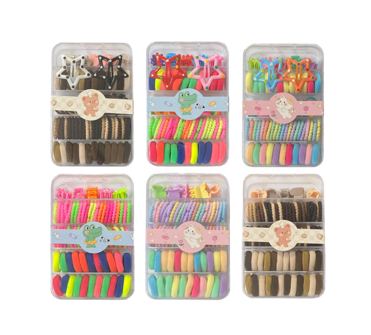 Assorted Flower / Rabbit Hair Accessories Clips and Elastic Bands 1.5 - 2 cm Assorted Colours 7944 (Parcel Rate)