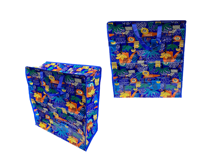Large Plastic Shopping Laundry Bag with Printed Design 40 x 45 x 18cm Assorted Designs 7947 (Parcel Rate) (Copy)