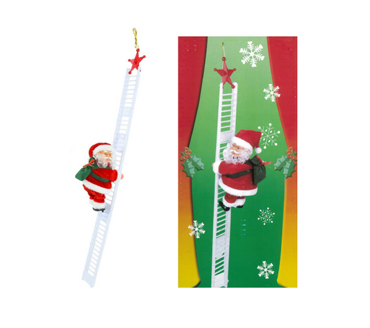 Climbing Santa Claus with Backpack on Ladder 72cm 8010 (Parcel Rate)