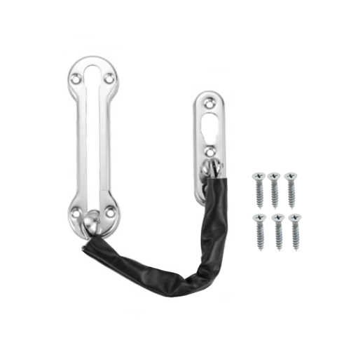 Stainless Steel Door Bolt Chain with Screws 1.2mm 8040 (Parcel Rate)