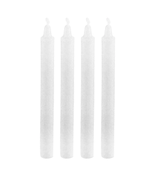 Long White Table Candle Sticks 2.2 x 25cm Pack of 4 8091 (Parcel Rate)