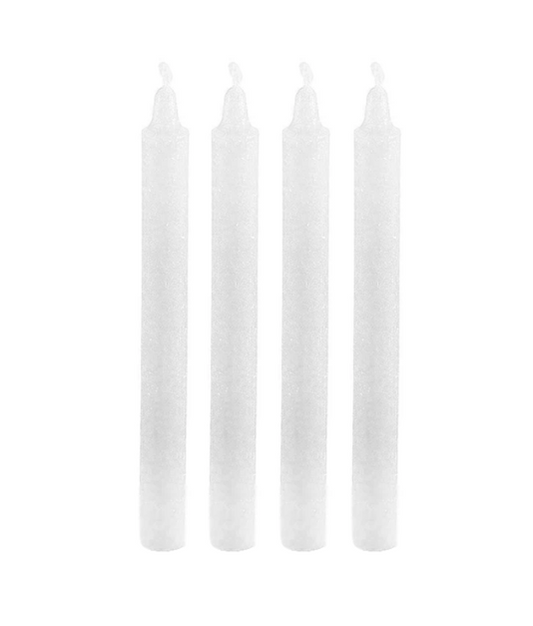 Long White Table Candle Sticks 2.2 x 25cm Pack of 4 8091 (Parcel Rate)