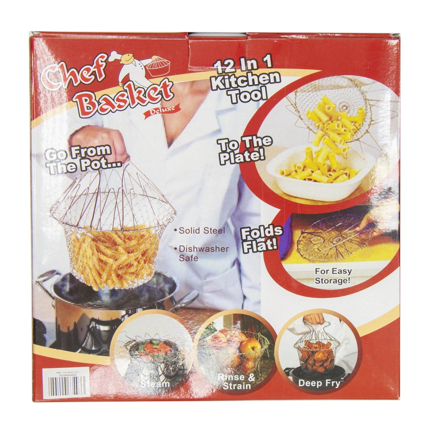 Folding / Collapsing Stainless Steel Deep Frying Folding Chips Basket Easy Cook Folds Flat Easy Storage 23cm 8450 (Parcel Rate)