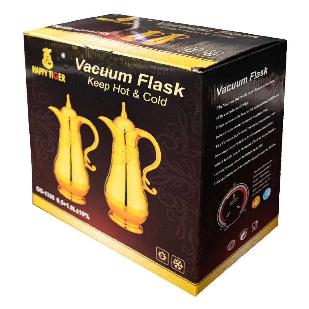 Durane Ornate Tea Coffee Vacuum Flask Hot Drink Dispenser Jug Set of 2 Gold 8556 (Parcel Rate)
