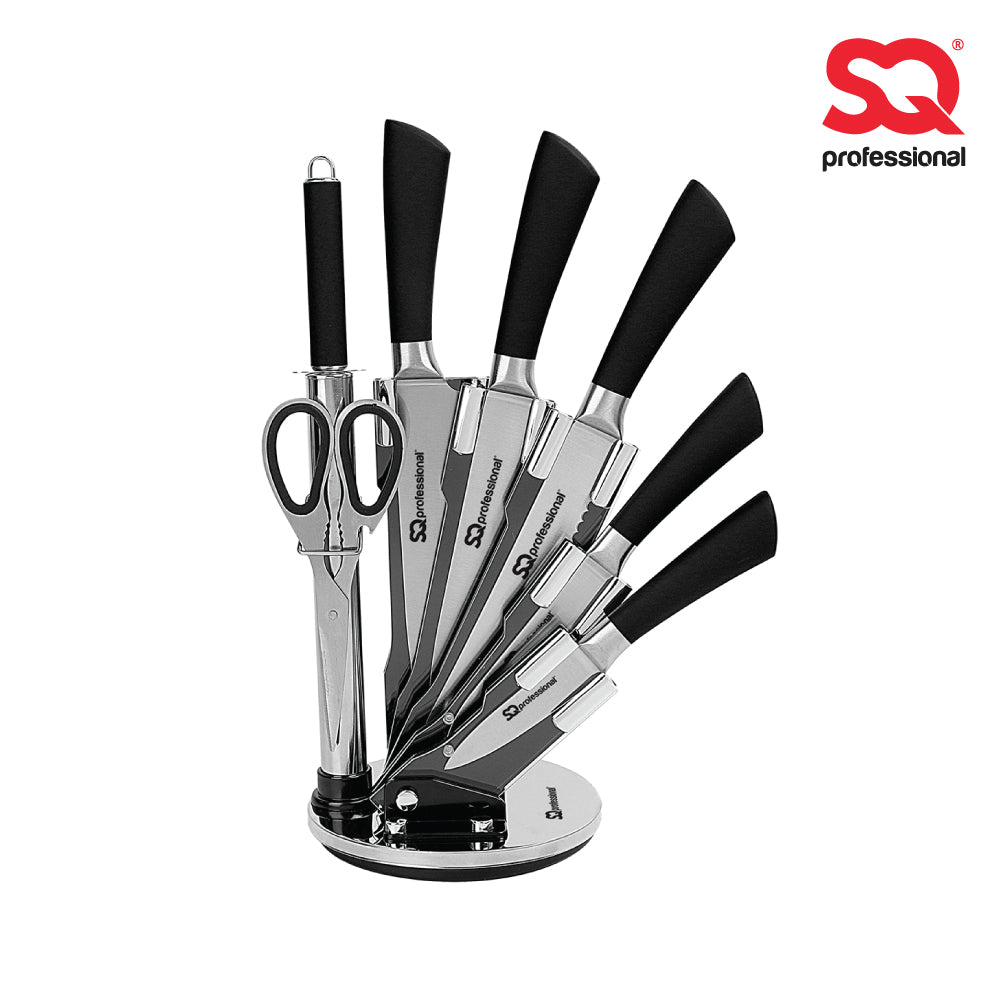 STAINLESS STEEL KITCHEN KNIFE SET 8 PCS BLACK 8742 (Parcel Rate)