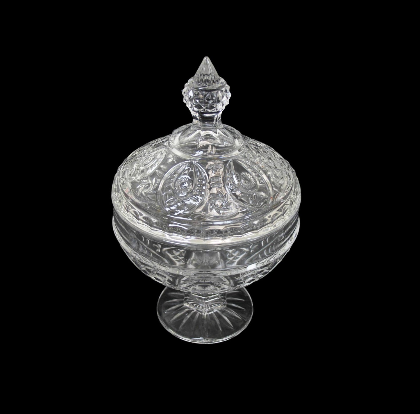 Glass Sweets Sugar Candy Footed Bowl with Lid 15.5 x 23cm 8848 / 9759 (Parcel Plus Rate)