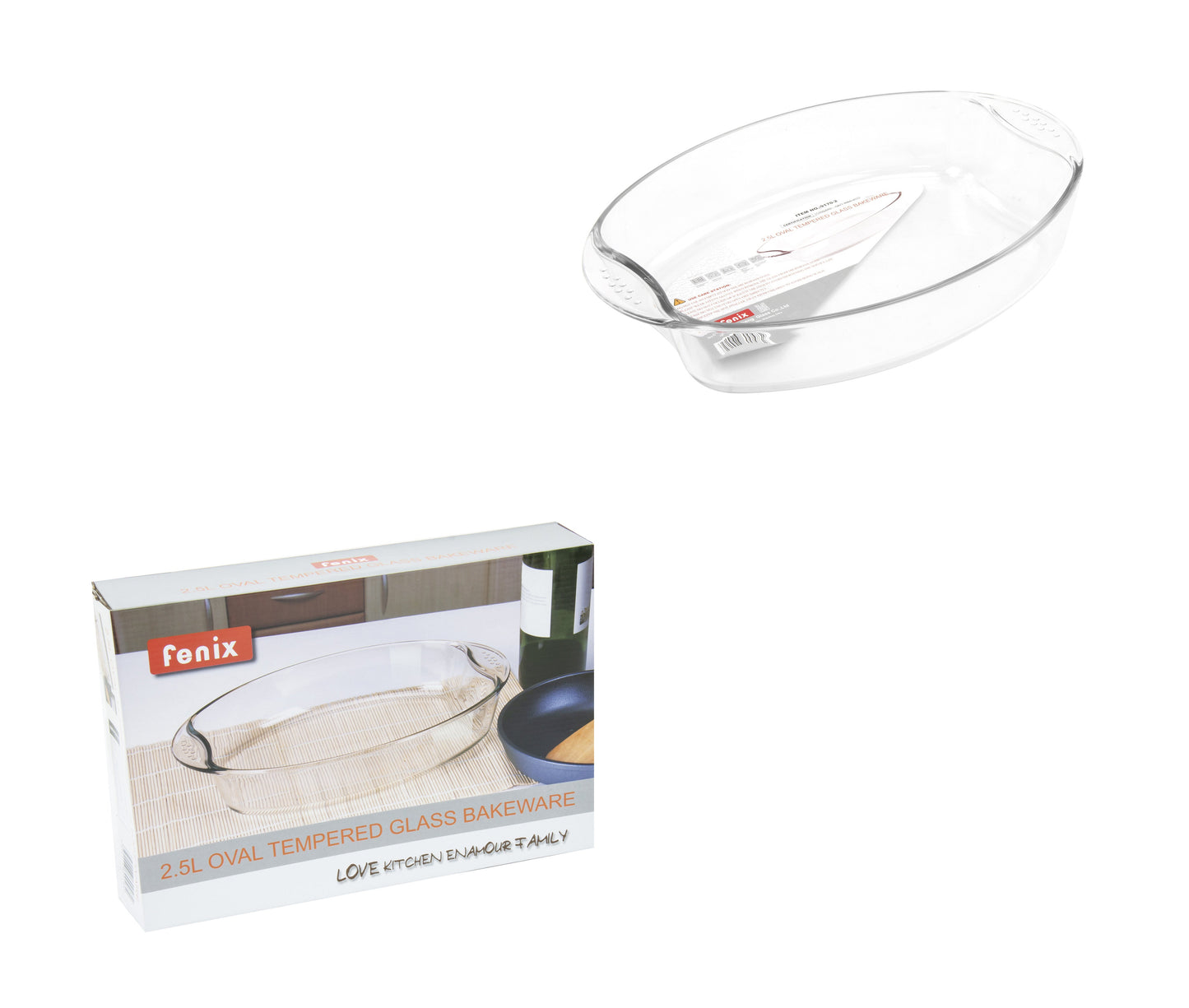 Durane Oval Tempered Glass Oven Casserole Baking Dish 2.5L / 34.5 x 24 x 6.5cm (Parcel Plus Rate)