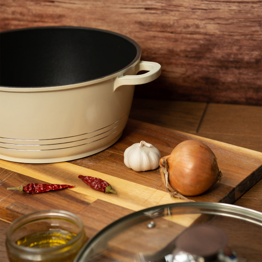 Durane Cream Die Cast Stock Pot Set Of 5 Stainless Steel Non Stick Coating With 2 Handles 20-24-28-30-32cm 9318 (Big Parcel Rate)