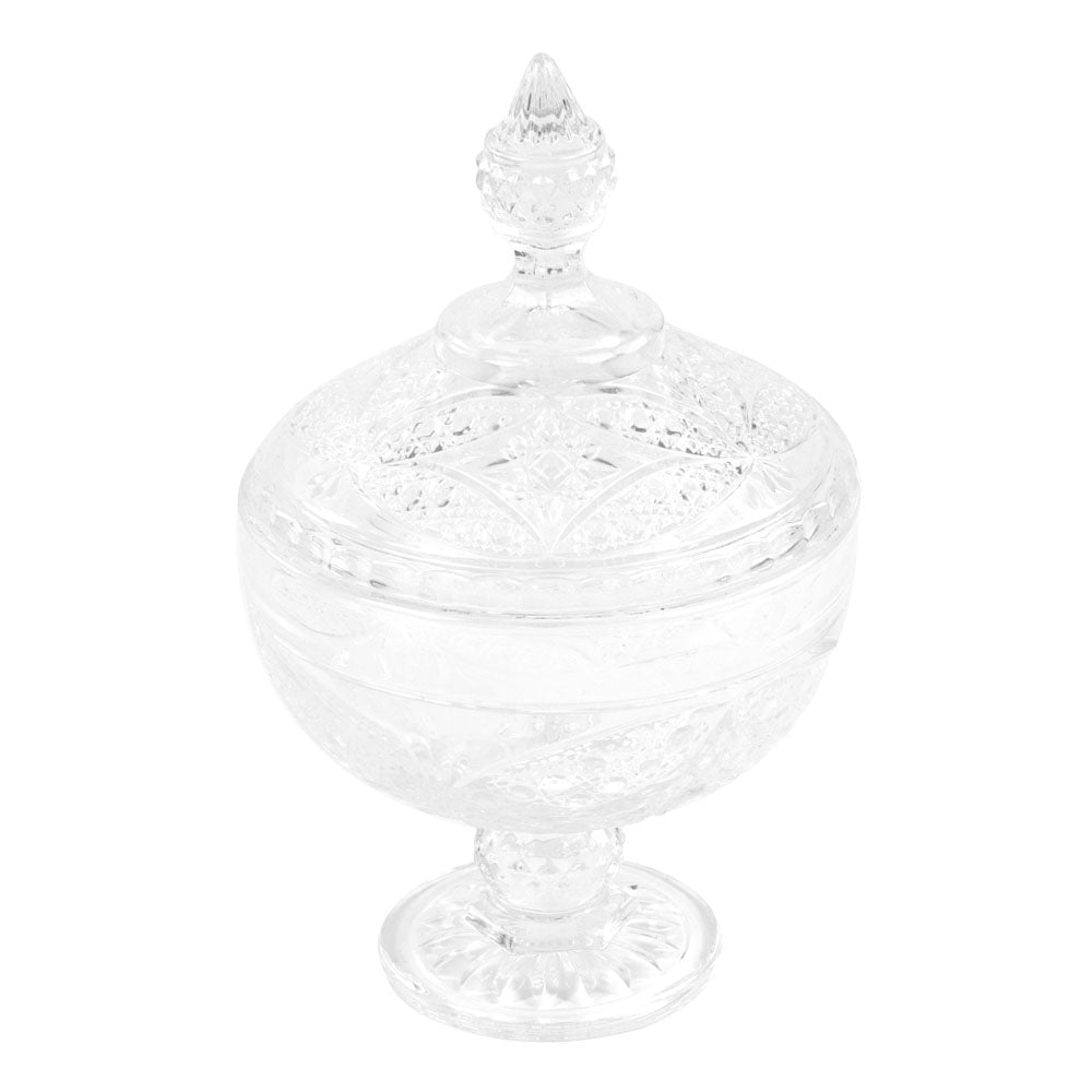 Glass Sweets Sugar Candy Footed Bowl with Lid 15.5 x 23cm 8848 / 9759 (Parcel Plus Rate)