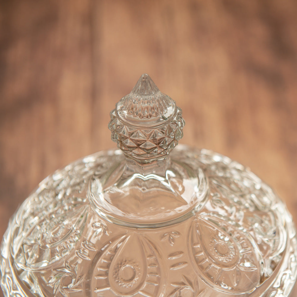 Glass Sweets Sugar Candy Footed Bowl with Lid 15.5 x 23cm 8848 / 9759 (Parcel Plus Rate)