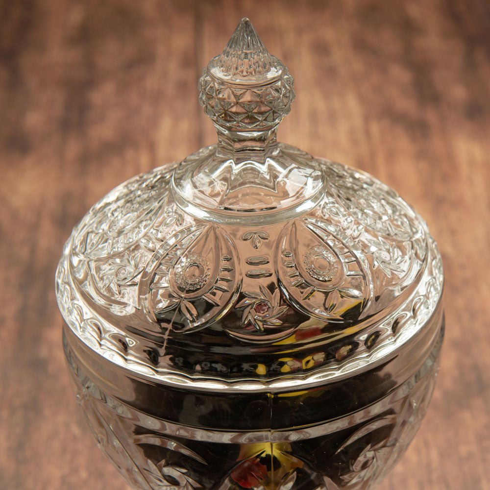 Glass Sweets Sugar Candy Footed Bowl with Lid 15.5 x 23cm 8848 / 9759 (Parcel Plus Rate)