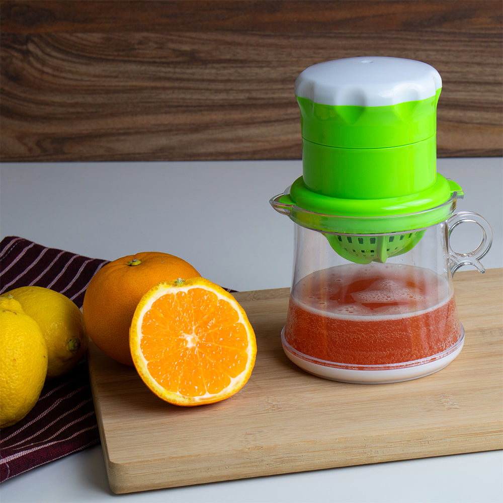 Plastic Manual Hand Press Lemon Orange Juice Squeezer Press with Jug 0.45L Assorted Colours 6264 (Parcel Rate)
