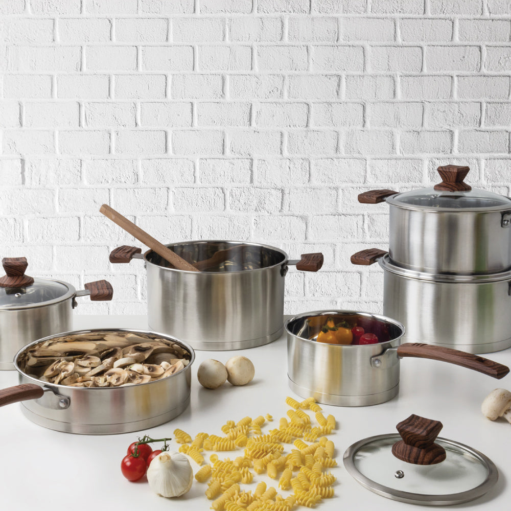 SQ Professional Lustro Touch Stainless Steel Cookware Set of 6 Brown 9965 (Big Parcel Rate)