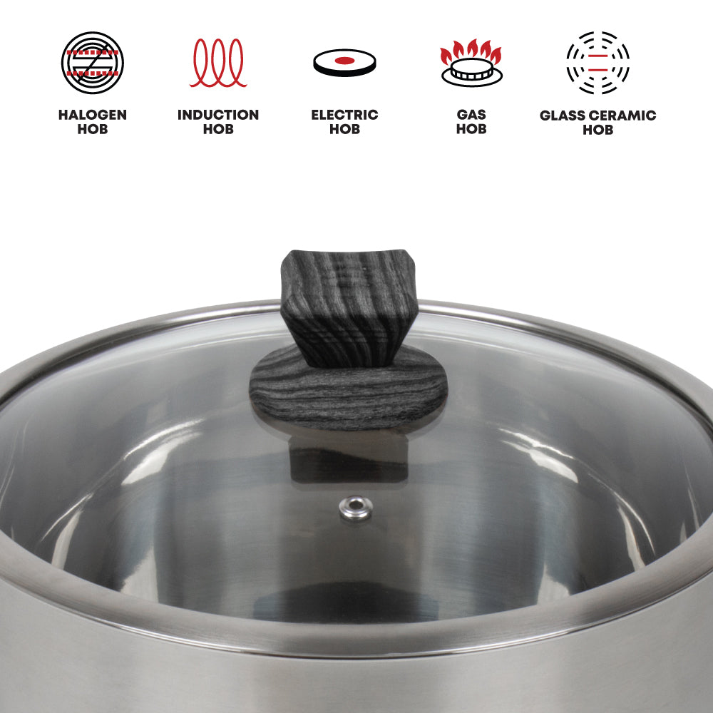 SQ Professional Lustro Touch Stainless Steel Cookware Set of 6 Black 9966 (Big Parcel Rate)