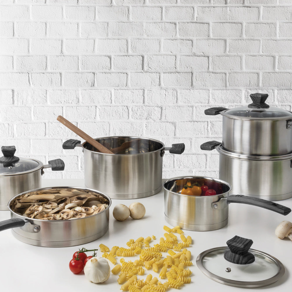 SQ Professional Lustro Touch Stainless Steel Cookware Set of 6 Black 9966 (Big Parcel Rate)