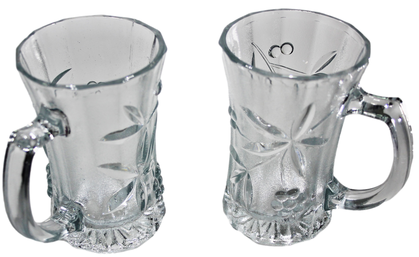 Amissa Tea Glass Cups with Handle and Floral Grape Design 171ml Set of 3 1542 (Parcel Plus Rate)