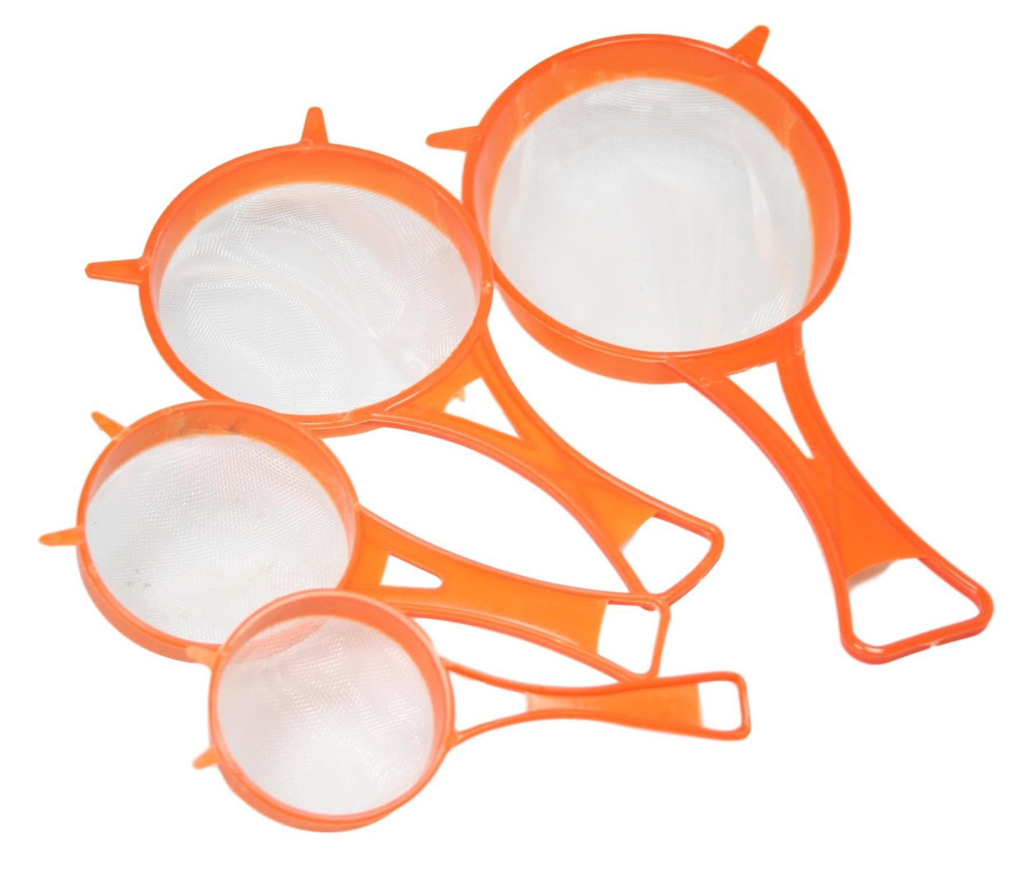 Plastic Kitchen Mesh Sieve Strainer Set of 4 Assorted Colours 5238 (Parcel Rate)