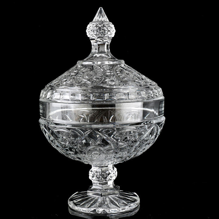 Glass Sweets Sugar Candy Footed Bowl with Lid 15.5 x 23cm 8848 / 9759 (Parcel Plus Rate)