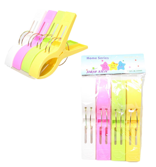 Jumbo Plastic Laundry Clothes Washing Pegs Clips 15cm Pack of 4 Assorted Colours 0371 (Parcel Rate)