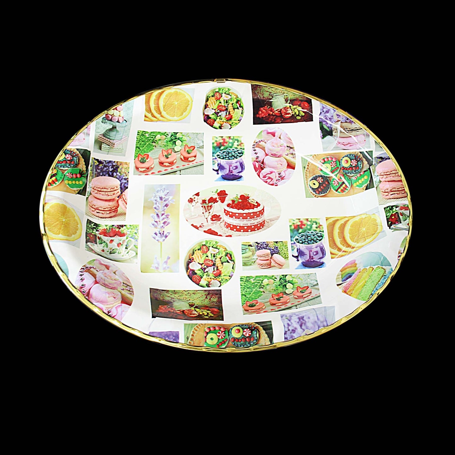 Plastic Oval Coffee Tea Serving Tray with Printed Design 45cm x 35 x 5cm Assorted Designs 1387 (Parcel Rate)