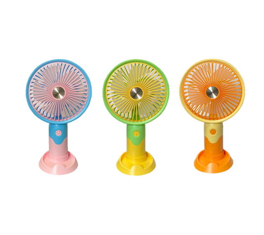 Mini Hand Fan with Stand 19cm USB Rechargeable Assorted Colours SG9053 (Parcel Rate)