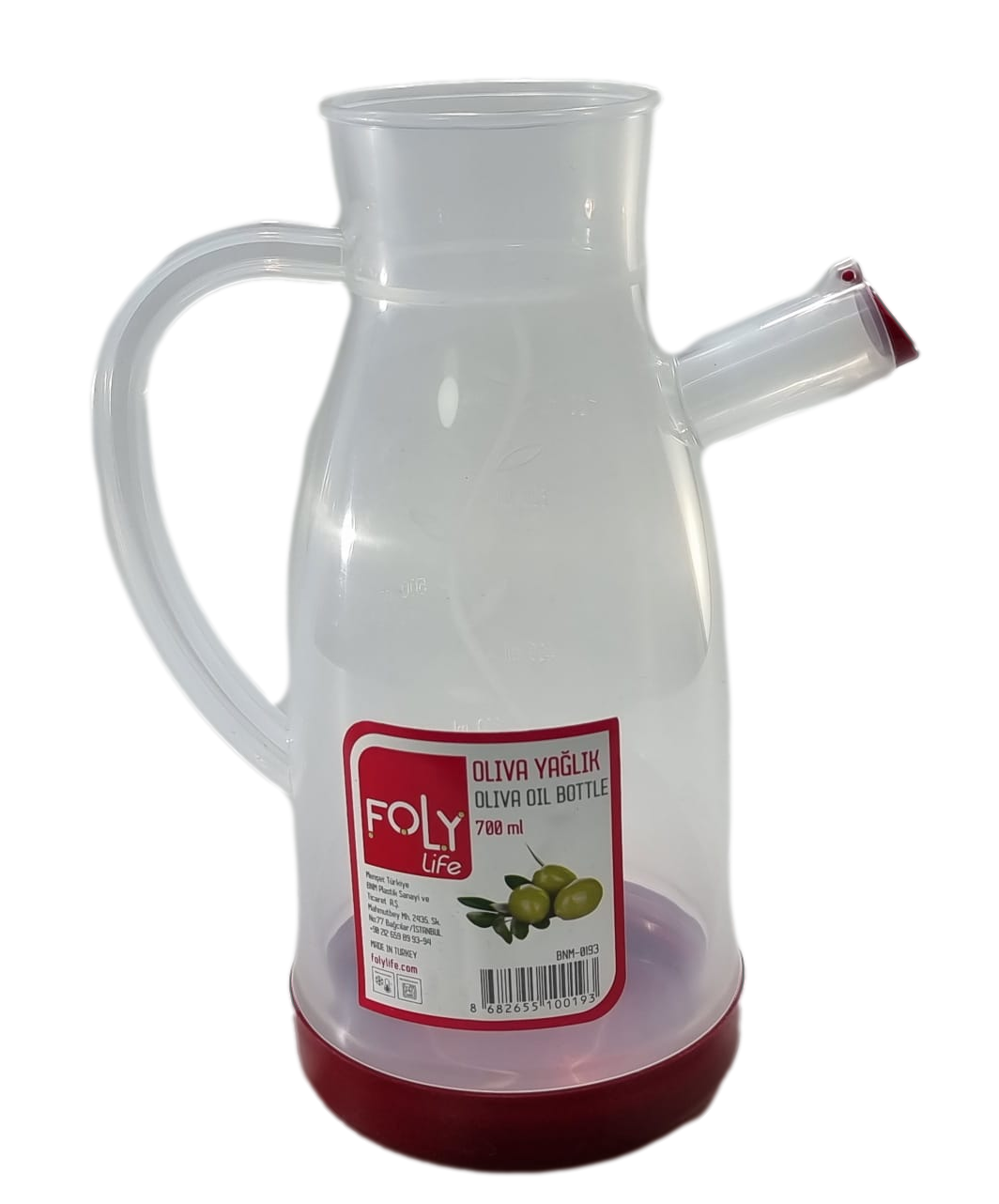 Foly Life Plastic Olive Oil Bottle with Measurements 700ml Assorted Colours BNM0193 (Parcel Rate)