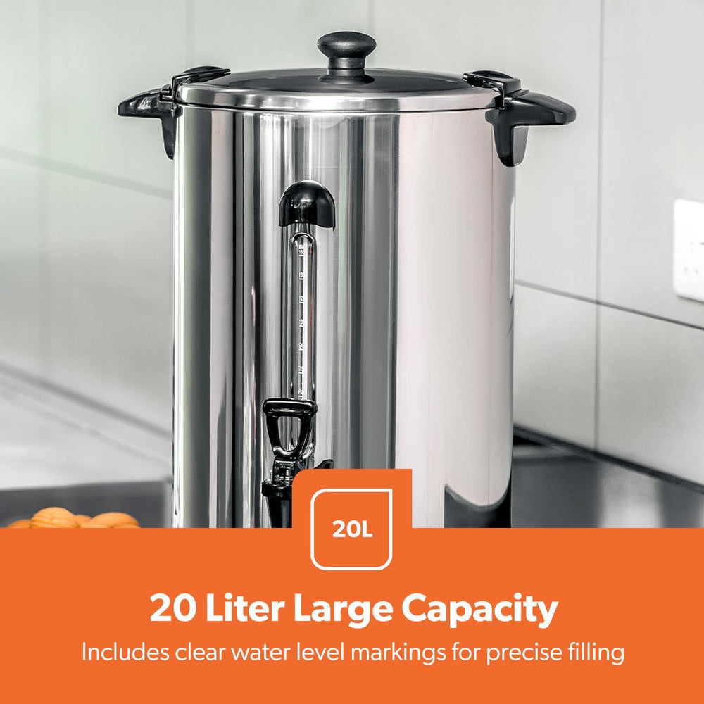 Stainless Steel Catering Size Electric Water Boiler with Adjustable Thermostat 20L GK38048 (Big Parcel Rate)