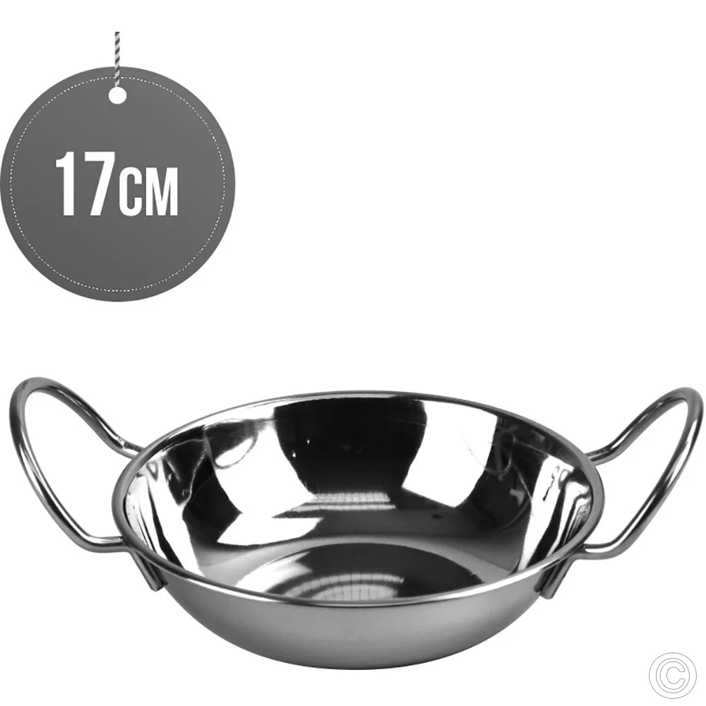 Stainless Steel Balti Curry Food Serving Dish with Handle 17cm ST3007 (Parcel Rate)